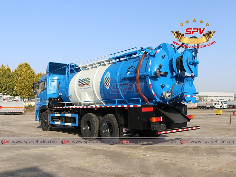 16,000 Litres Combined Vacuum Jetting Truck DongFeng - Left Back Side View